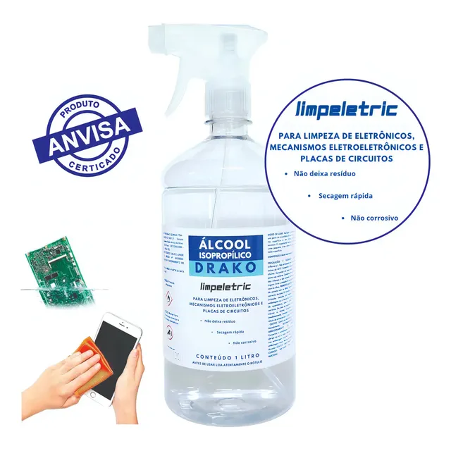 Álcool isopropílico Drako 99,8% 1 L com borrifador