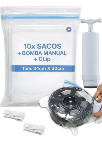 Kit 10 sacos herméticos com bomba a vácuo