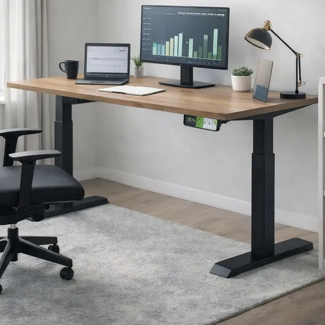 Mesa com regulagem automática de altura preta