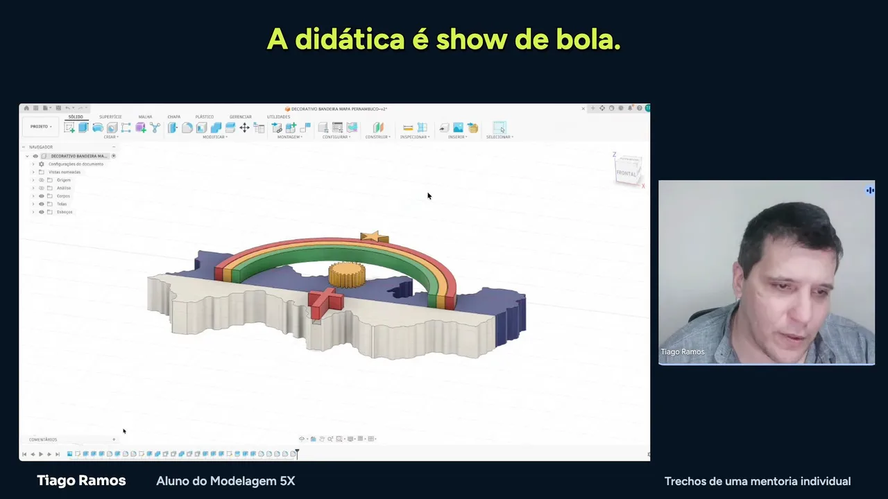 Tiago Ramos, aluno do Modelagem 5X, contando sua experiência com o curso